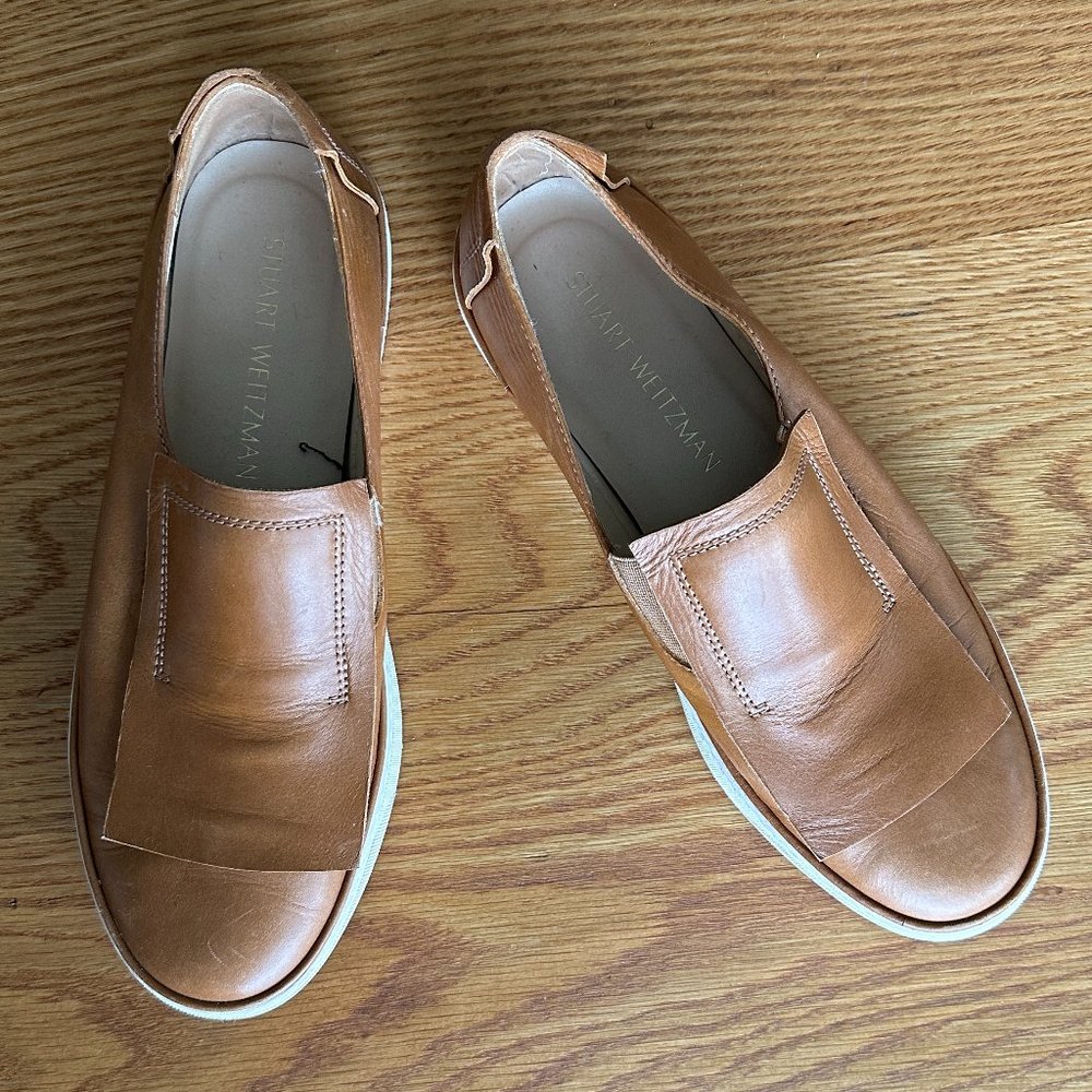 Brown Leather Stuart Weitzman Slip-On Sneakers (8)